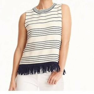 J. Crew Fringed boatneck shell in stripe